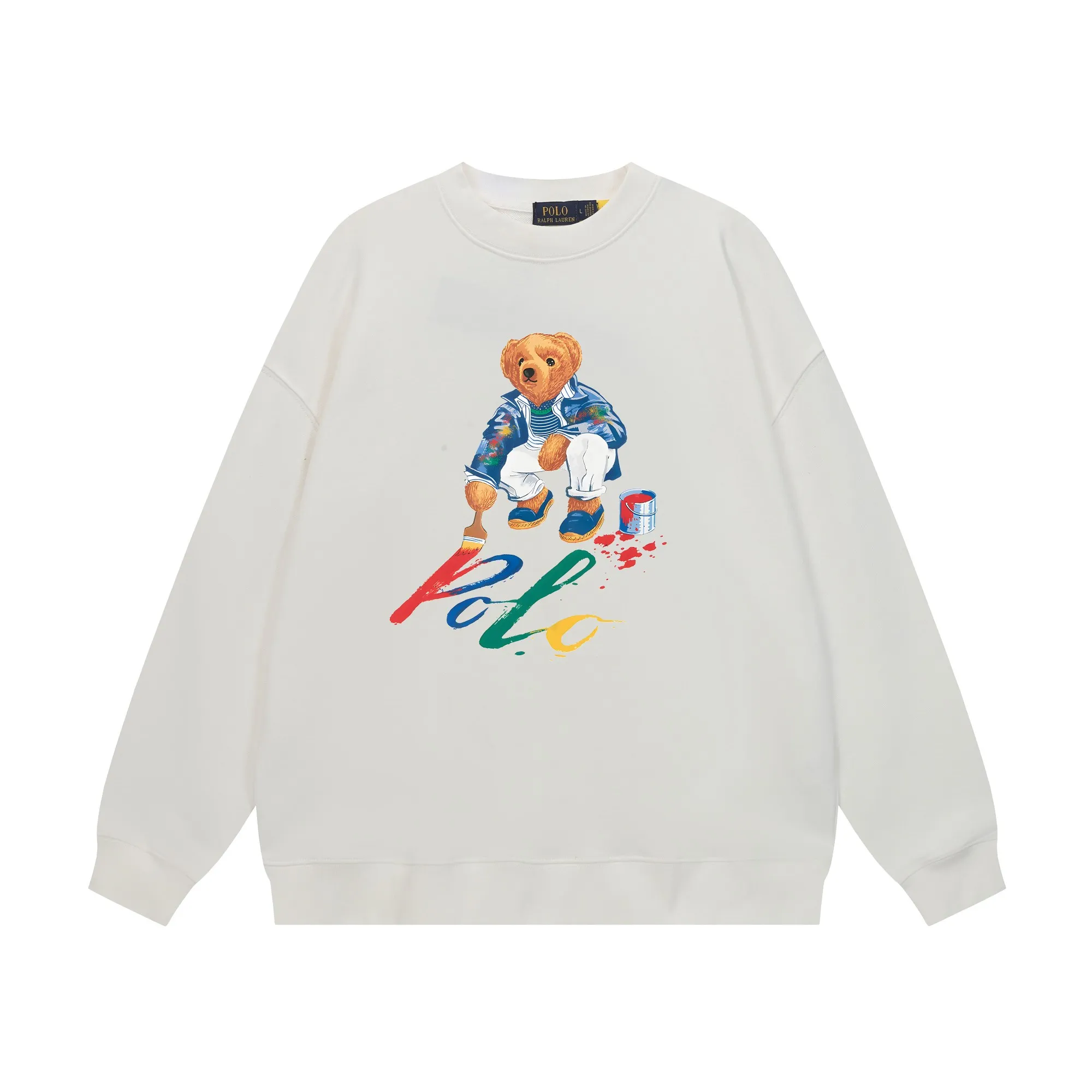 P200 [Long-term stock] RalphLauren/Ralph Lauren 2025 autumn and winter new bear letter print 420g heavy large terry sweatshirt Ralph Lauren's age-reducing item, the coat fabric is made of 100% cotton ➕15% polyester, which not only retains the softness, comfort and breathability of cotton, but also adds the wear resistance and wrinkle resistance of polyester fiber, making the clothes more durable and easy to care for. Even in slightly cooler weather, you won't feel stuffy when wearing it. This kind of fabric has a natural crisp feel and is not easy to pill or deform. The bear on the chest is printed with English letters. It is full of color, full of three-dimensionality, and lifelike, adding a bit of liveliness and interest to the whole sweatshirt. There is no pressure to dress, regardless of age or gender. Complete accessories! Color: black, white, navy blue, light floral gray Size: M-L-XL-XXL